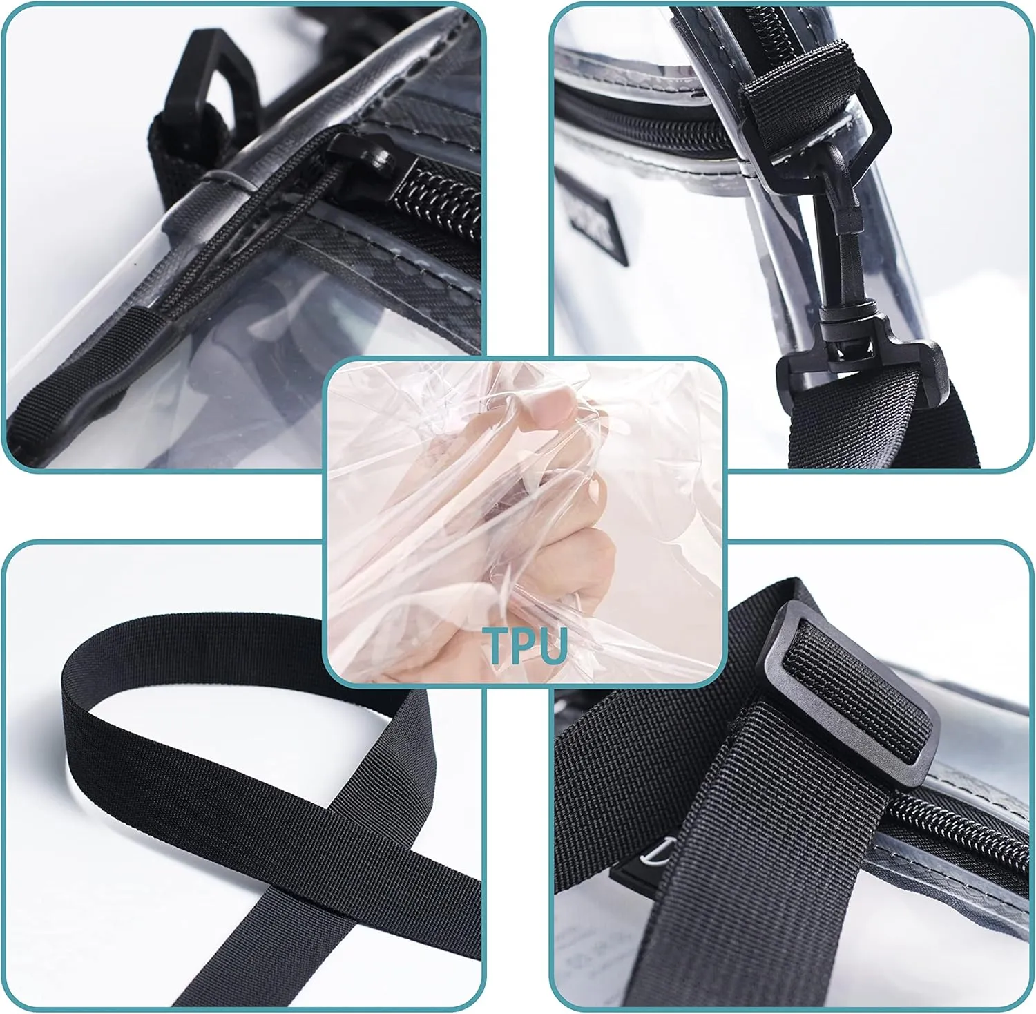Clear Bag Stadium Approved, TPU Clear Purses Inside PocketCrossbody Bag Adjustable Strap for ConcertSporting Events
