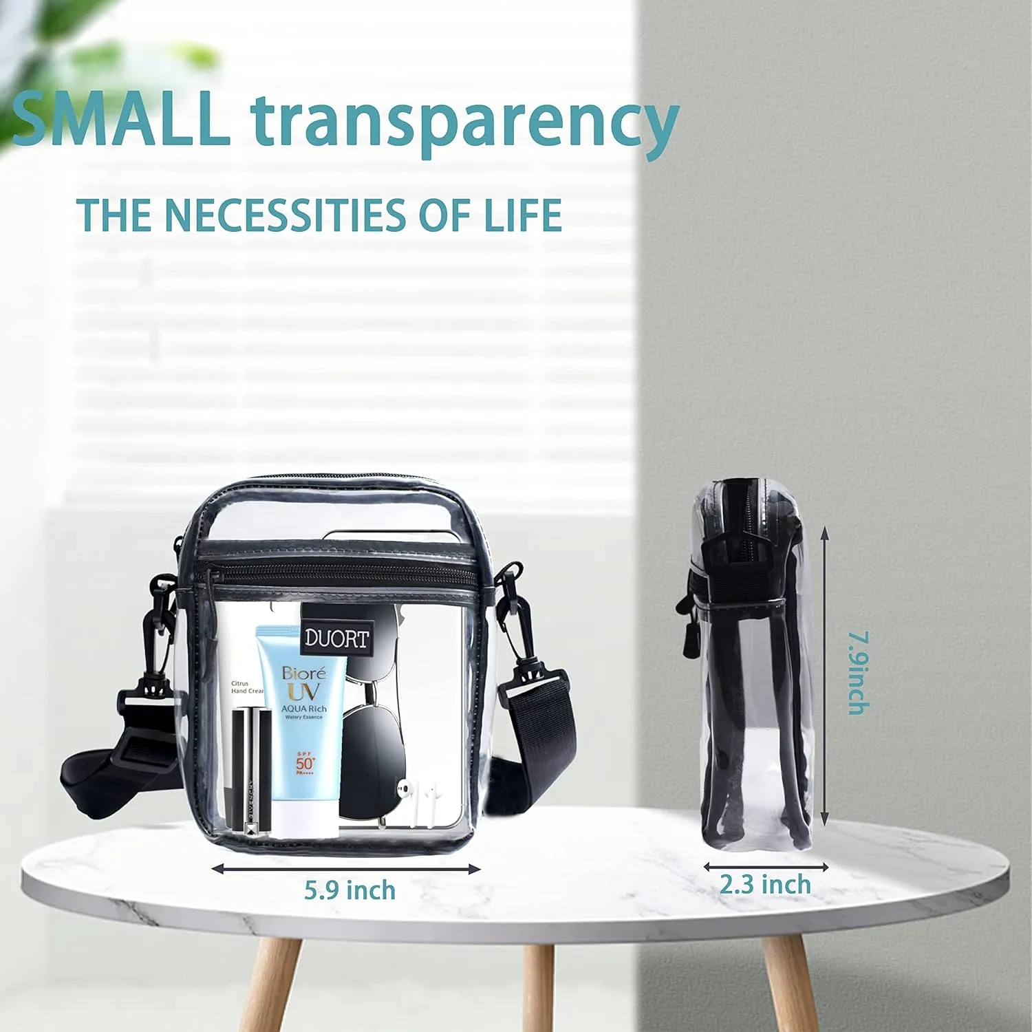 Clear Bag Stadium Approved, TPU Clear Purses Inside PocketCrossbody Bag Adjustable Strap for ConcertSporting Events