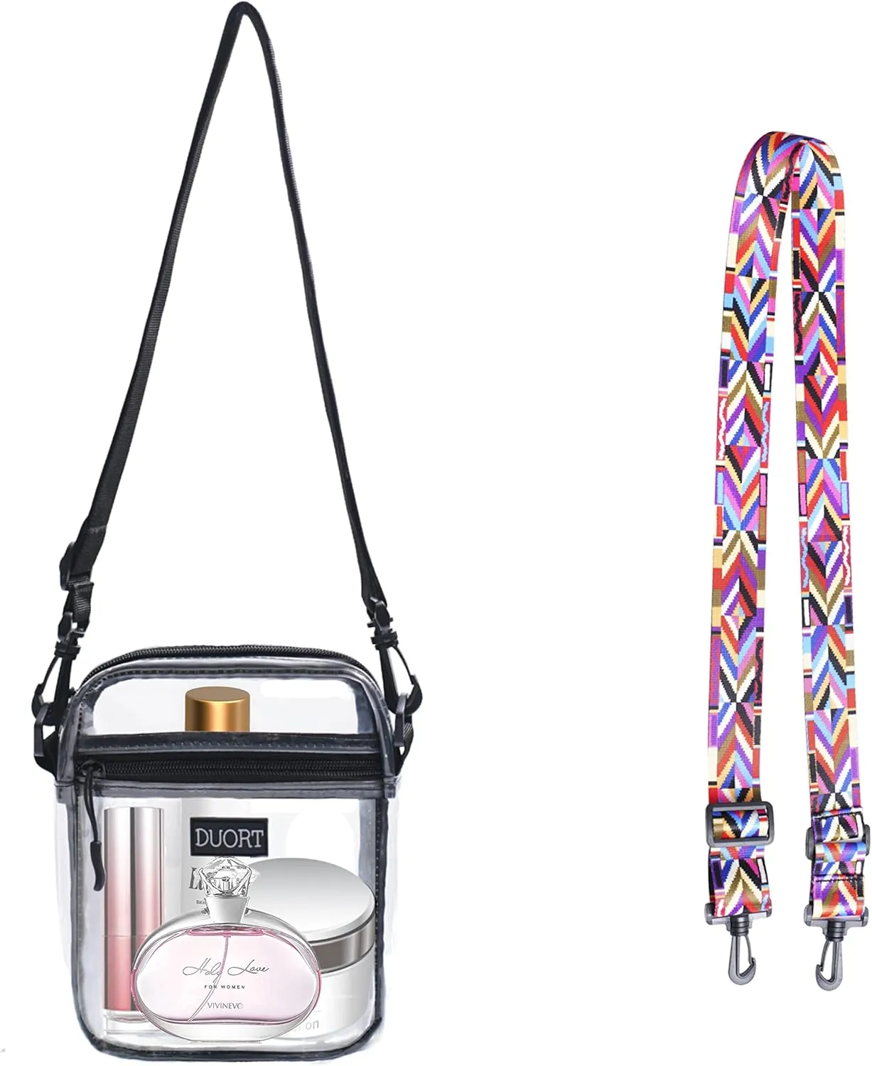 Clear Bag Stadium Approved, TPU Clear Purses Inside PocketCrossbody Bag Adjustable Strap for ConcertSporting Events