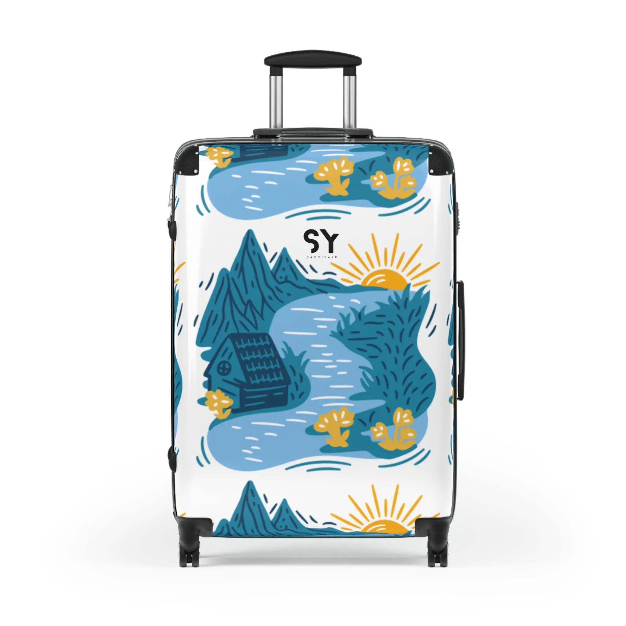Colorful Adventure Suitcase with Scenic Design