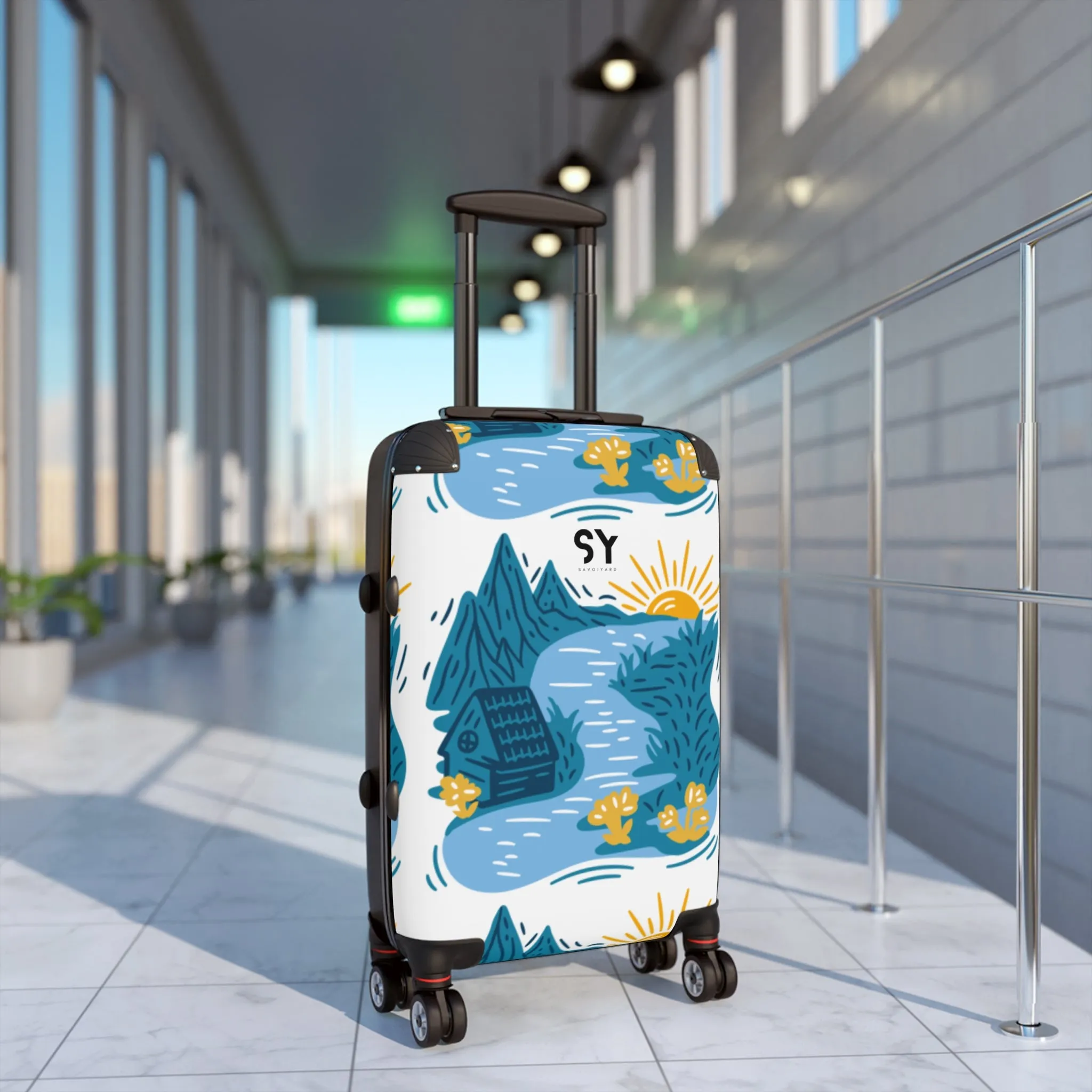 Colorful Adventure Suitcase with Scenic Design