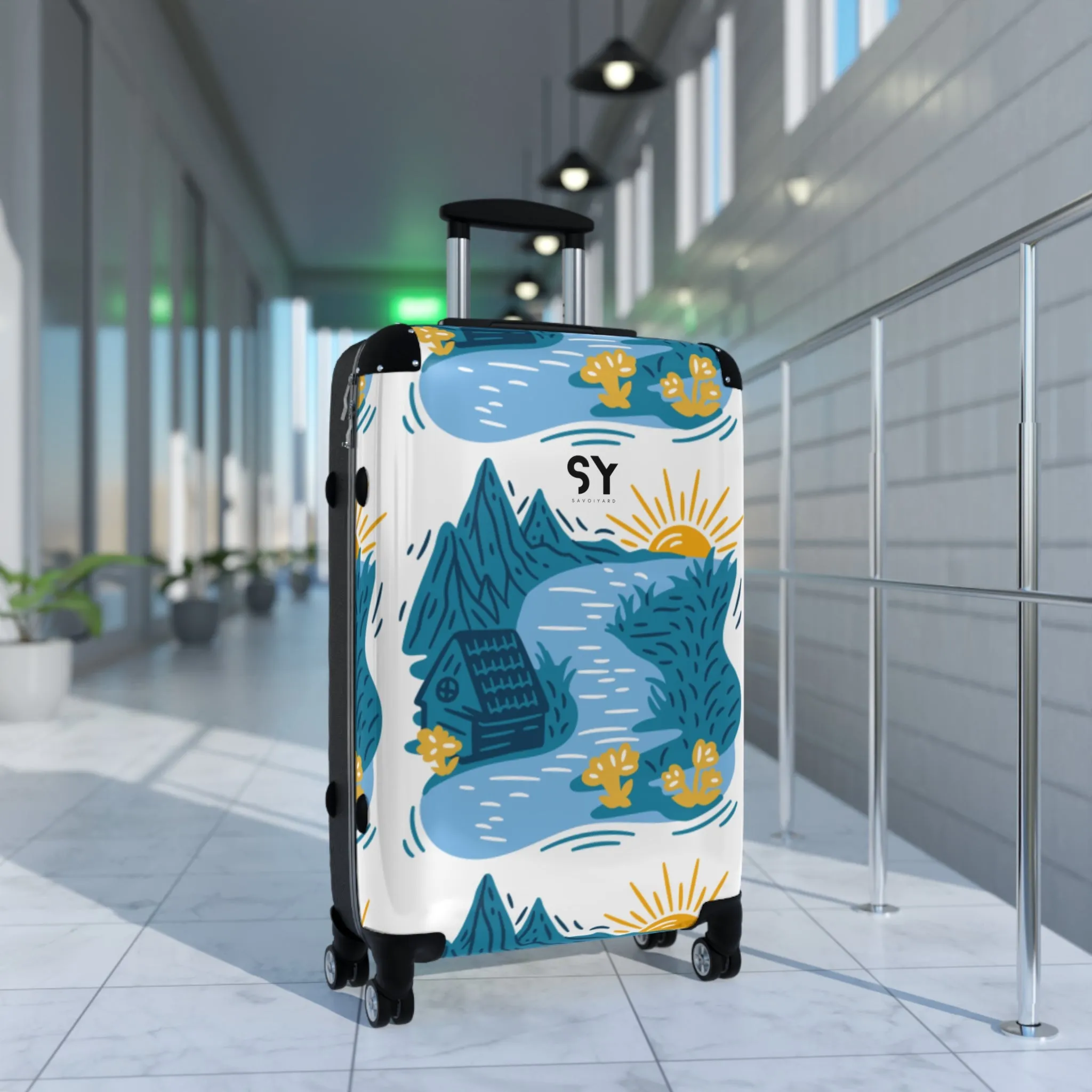 Colorful Adventure Suitcase with Scenic Design