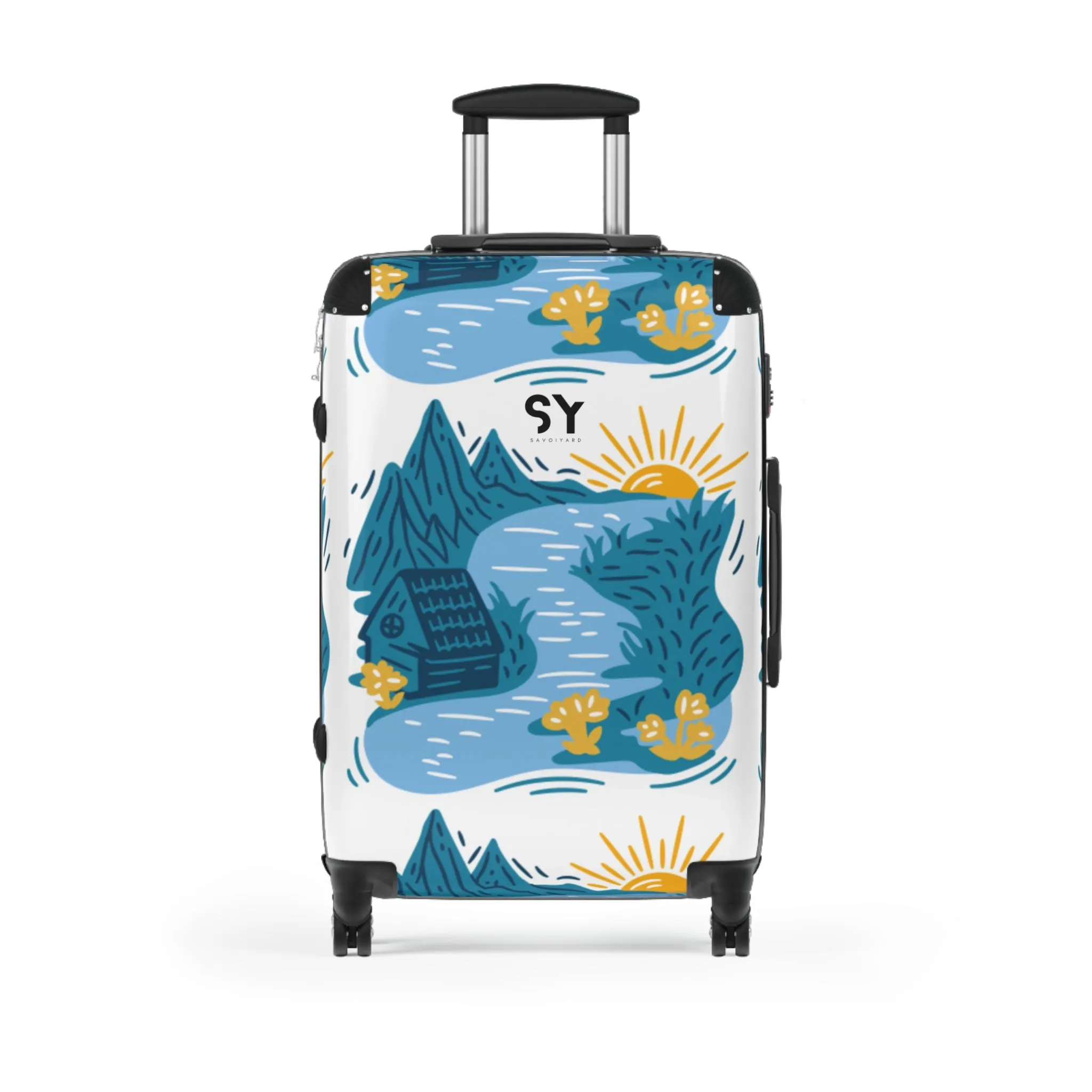 Colorful Adventure Suitcase with Scenic Design
