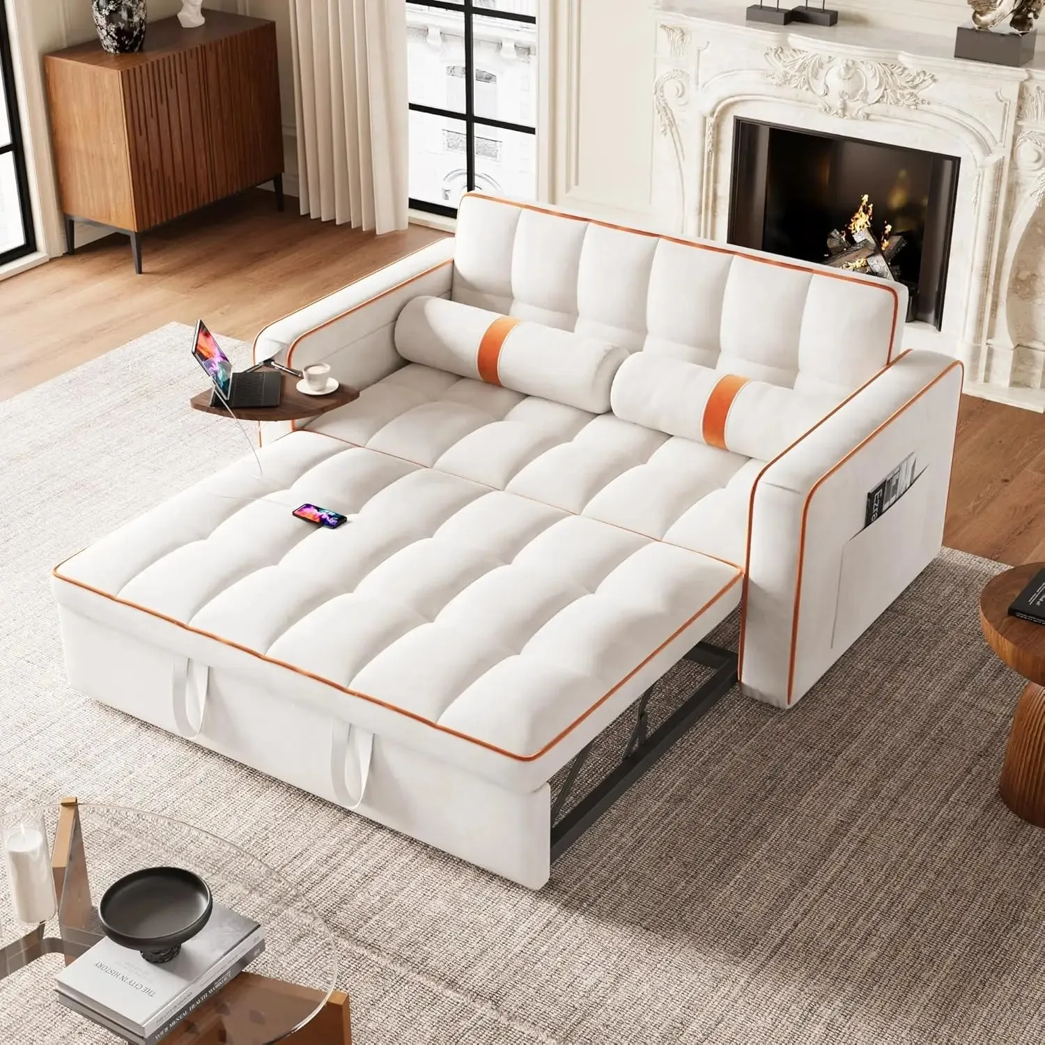 “ComfortMax 3-in-1 Convertible Sofa Bed with Side Table”