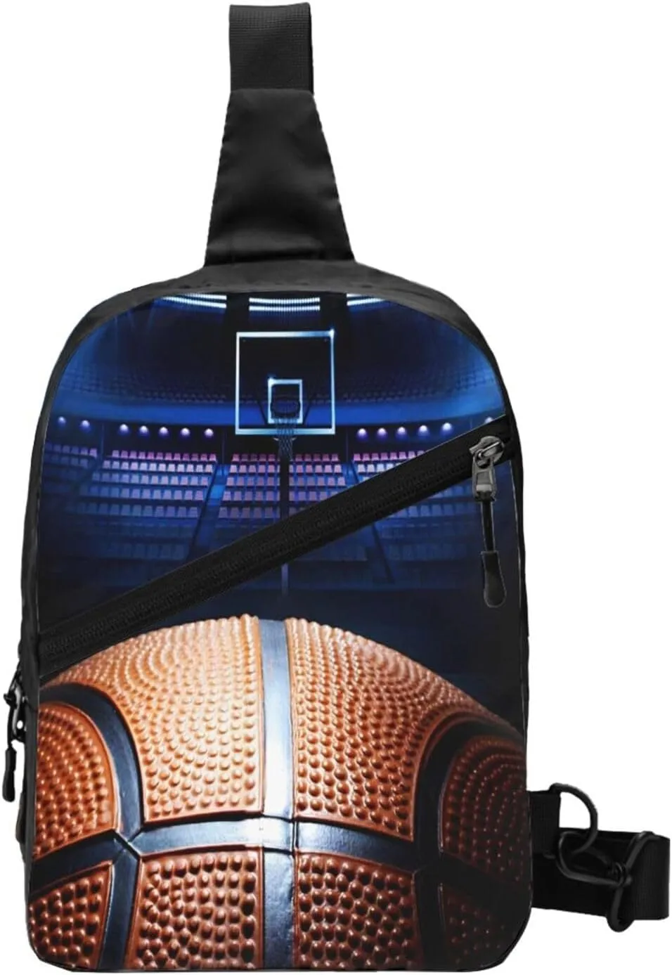 Cool Basketball Competition Field Sling Bag for Men Women, Small Crossbody Sling Backpack Shoulder Chest Bag, Anti Theft Travel Hiking Sports