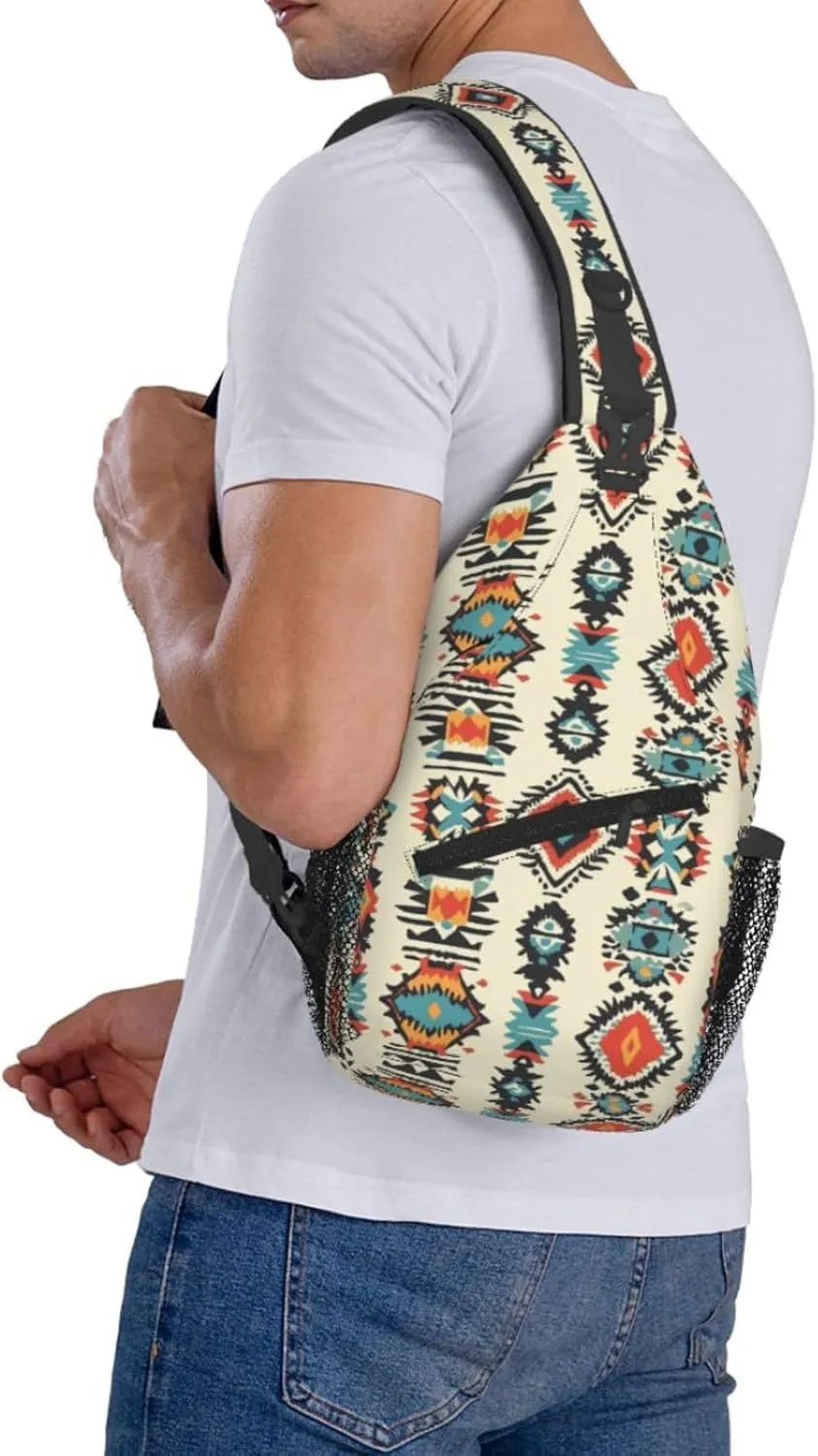 Crossbody Bags For Women Men Aztec Sling Backpack Chest Shoulder Bag Gym Cycling Travel Hiking Daypack