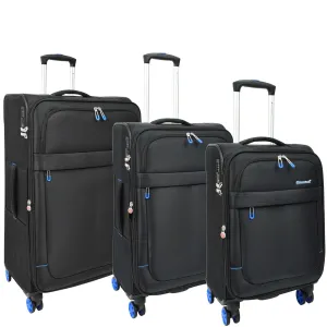 DR627 Eight Spinner Wheeled Soft Expandable Suitcase Black