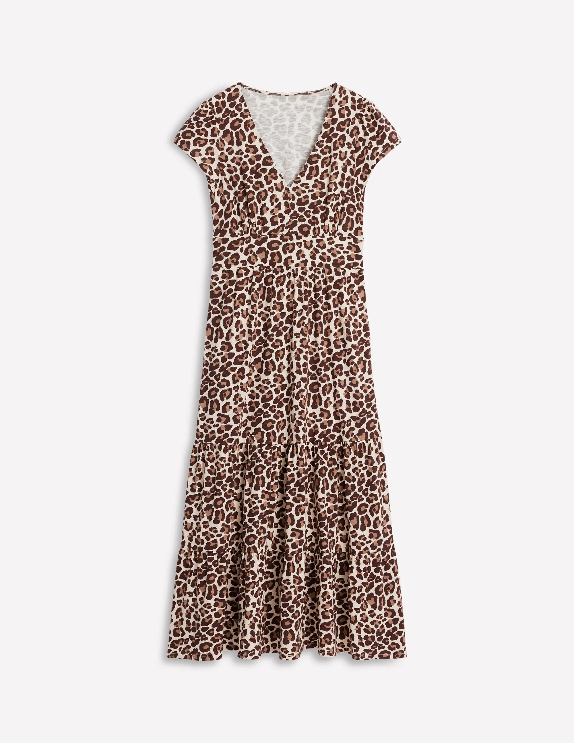 Eloise Tiered Jersey Dress-Cheetah Pop