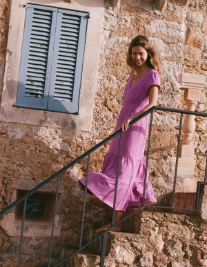 Eloise Tiered Jersey Dress-Foxglove Purple