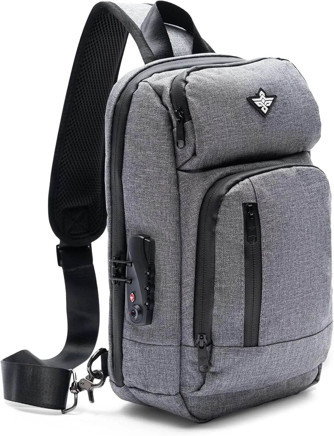 Equinox Sling Backpack Anti Theft Combination Lock Chest Shoulder Bag Waterproof Crossbody Casual Daypack (Grey)
