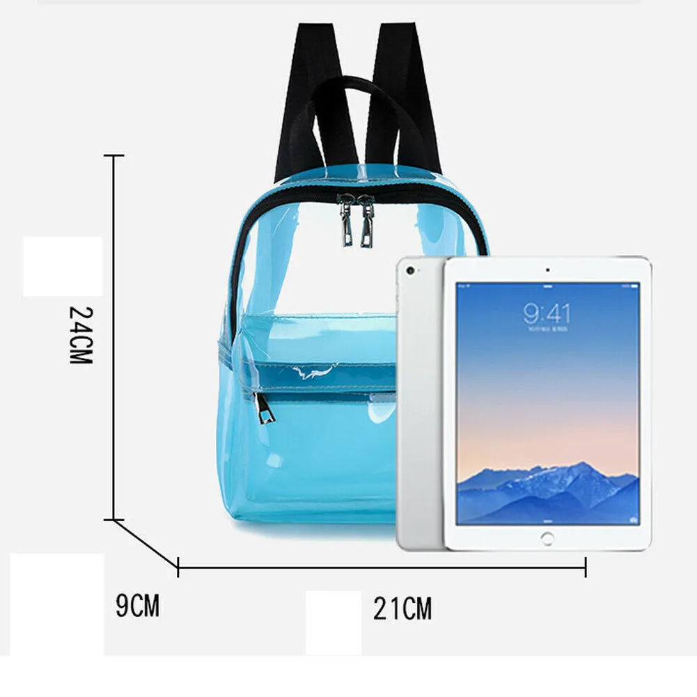 Fashion Women Men Unique Clear Transparent PVC See Through Mini Backpack Cute Fashion Casual Small School Book Shoulder Bag