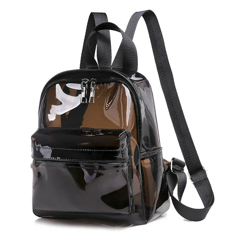 Fashion Women Men Unique Clear Transparent PVC See Through Mini Backpack Cute Fashion Casual Small School Book Shoulder Bag