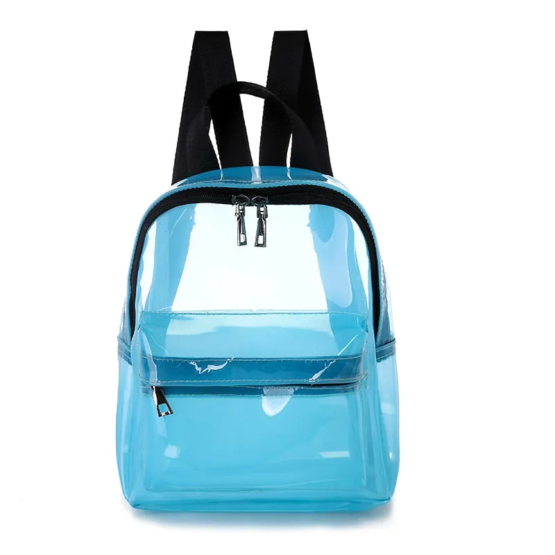Fashion Women Men Unique Clear Transparent PVC See Through Mini Backpack Cute Fashion Casual Small School Book Shoulder Bag