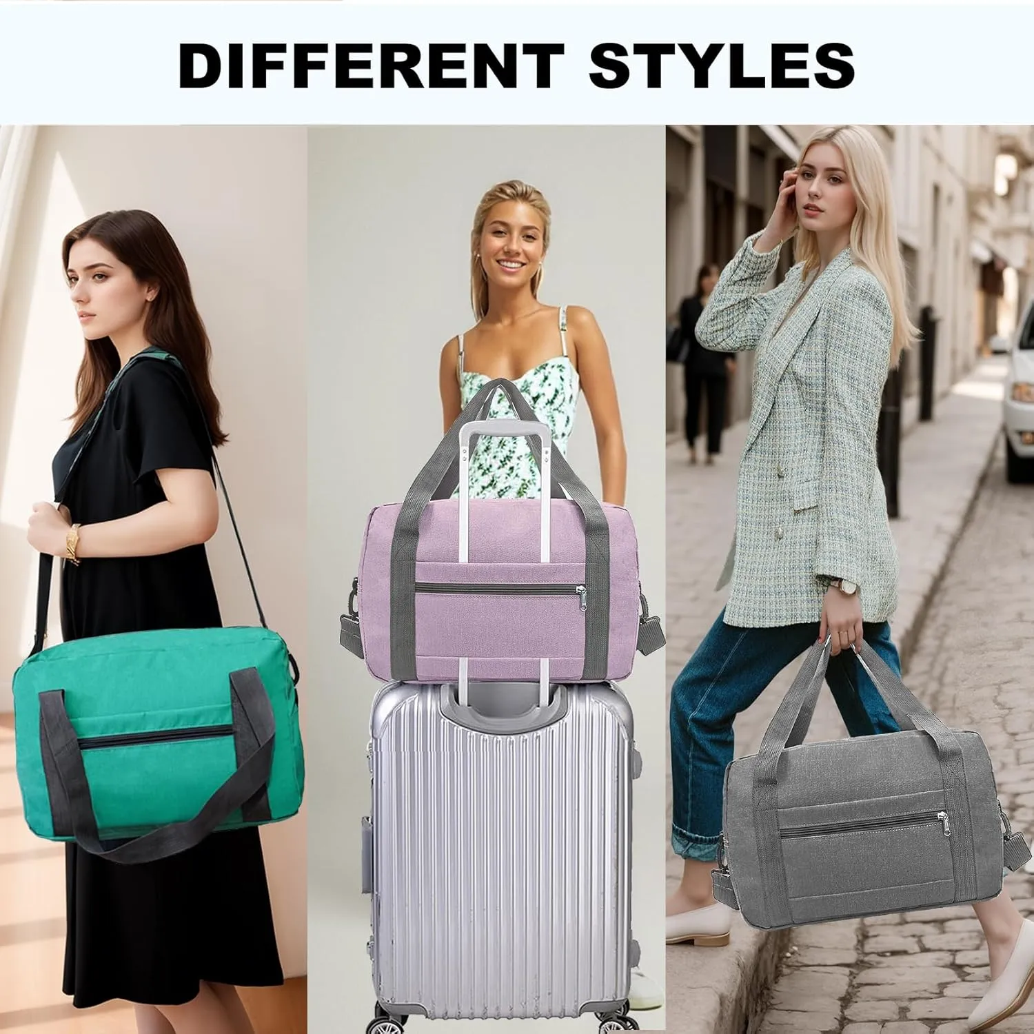 Foldable Carry on Luggage Bag 22x14x9 Personal Item Bag for Airplanes Travel Duffel Bag for Women and Men (40L, Navy)
