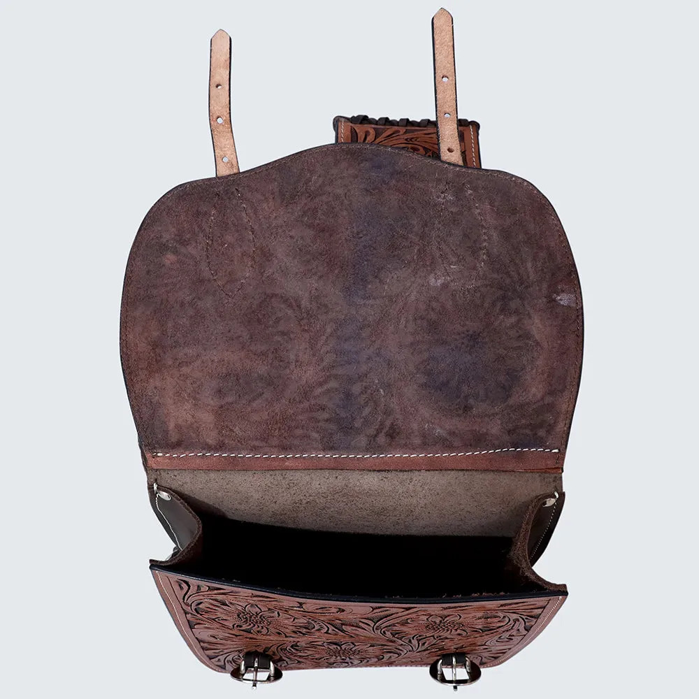 Hilason Western Horse Floral Heavy-duty Trail Ride Genuine Leather Saddle Bag