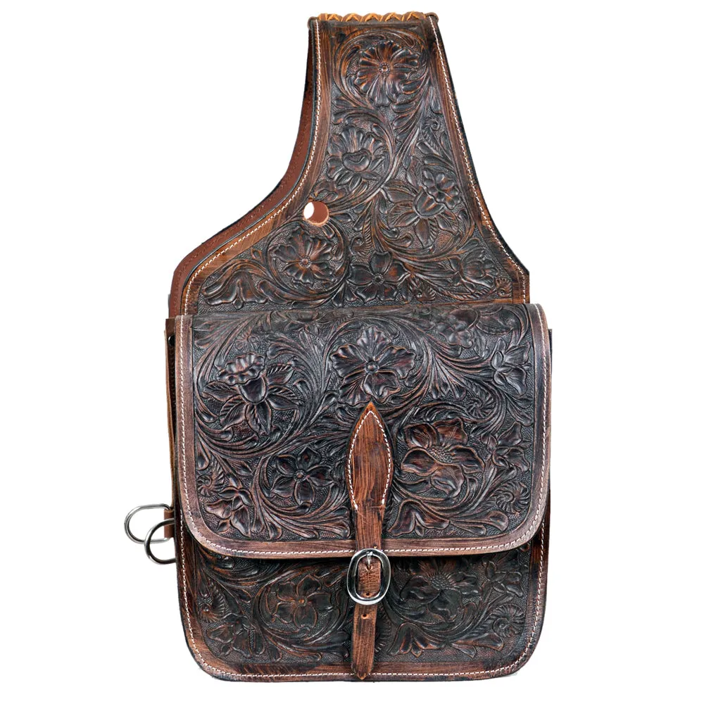 HILASON Western Horse Leather Saddle Bag Heavyduty Traditional Trail Ride Dark Brown