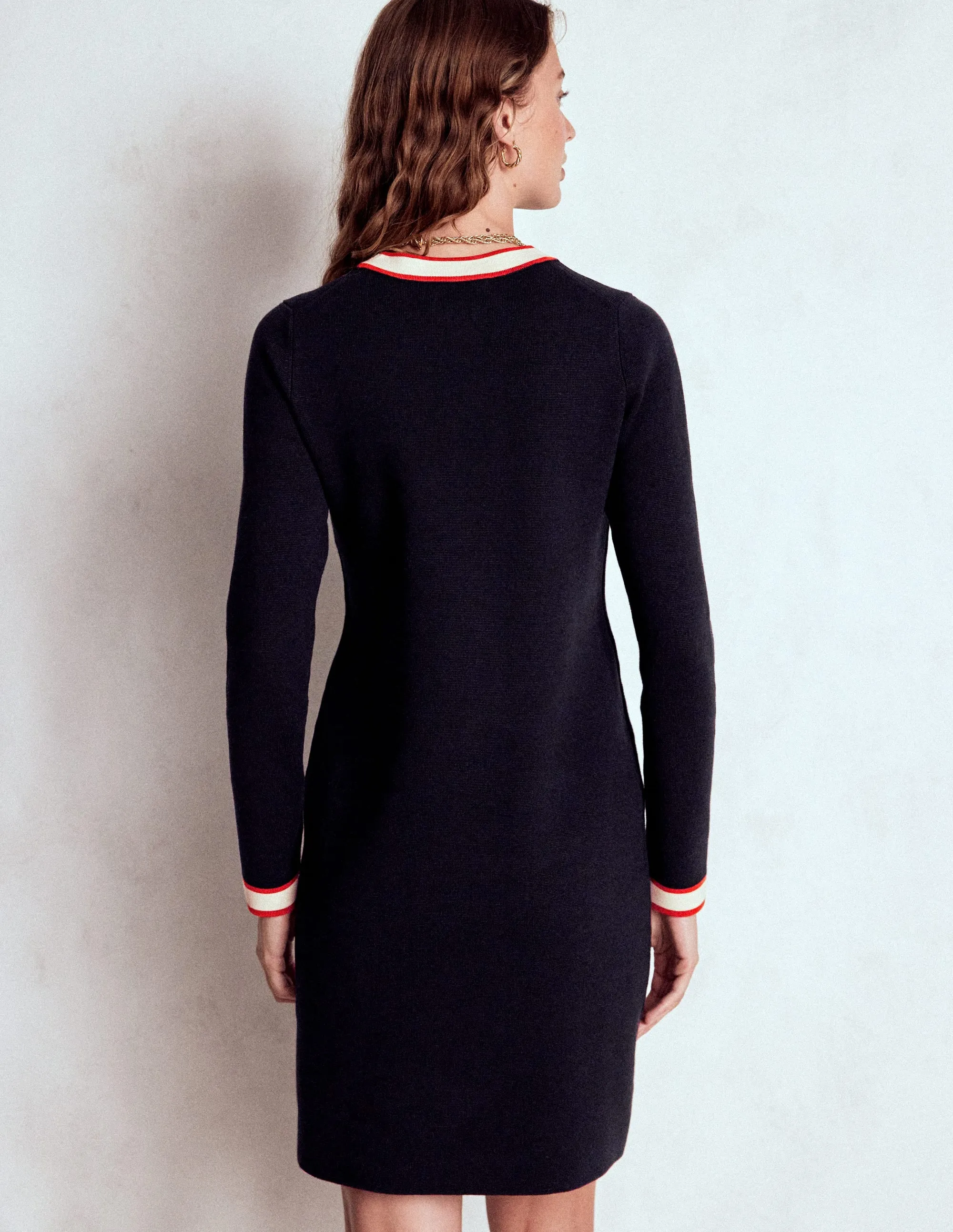 Holly Knitted Shift Dress-Navy