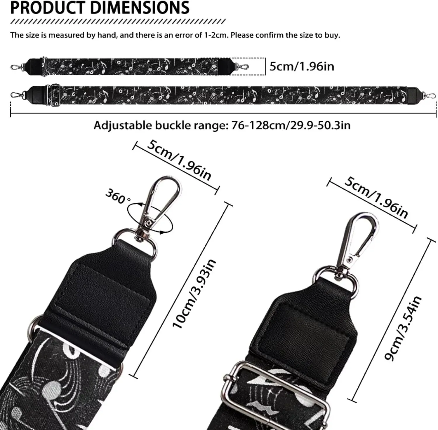 Jeiento Wide Purse Strap Wide Shoulder Strap Adjustable Replacement Belt Soft Guitar Shoulder Straps for Women Girls Gifts