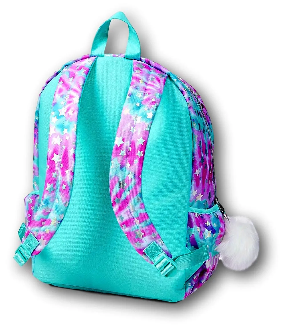 Justice Star and Tie Dye Kids School Backpack for Girls - Girls Backpack Bookbag for Toddler, Kindergarten, Elementary School, Middle School, Teens