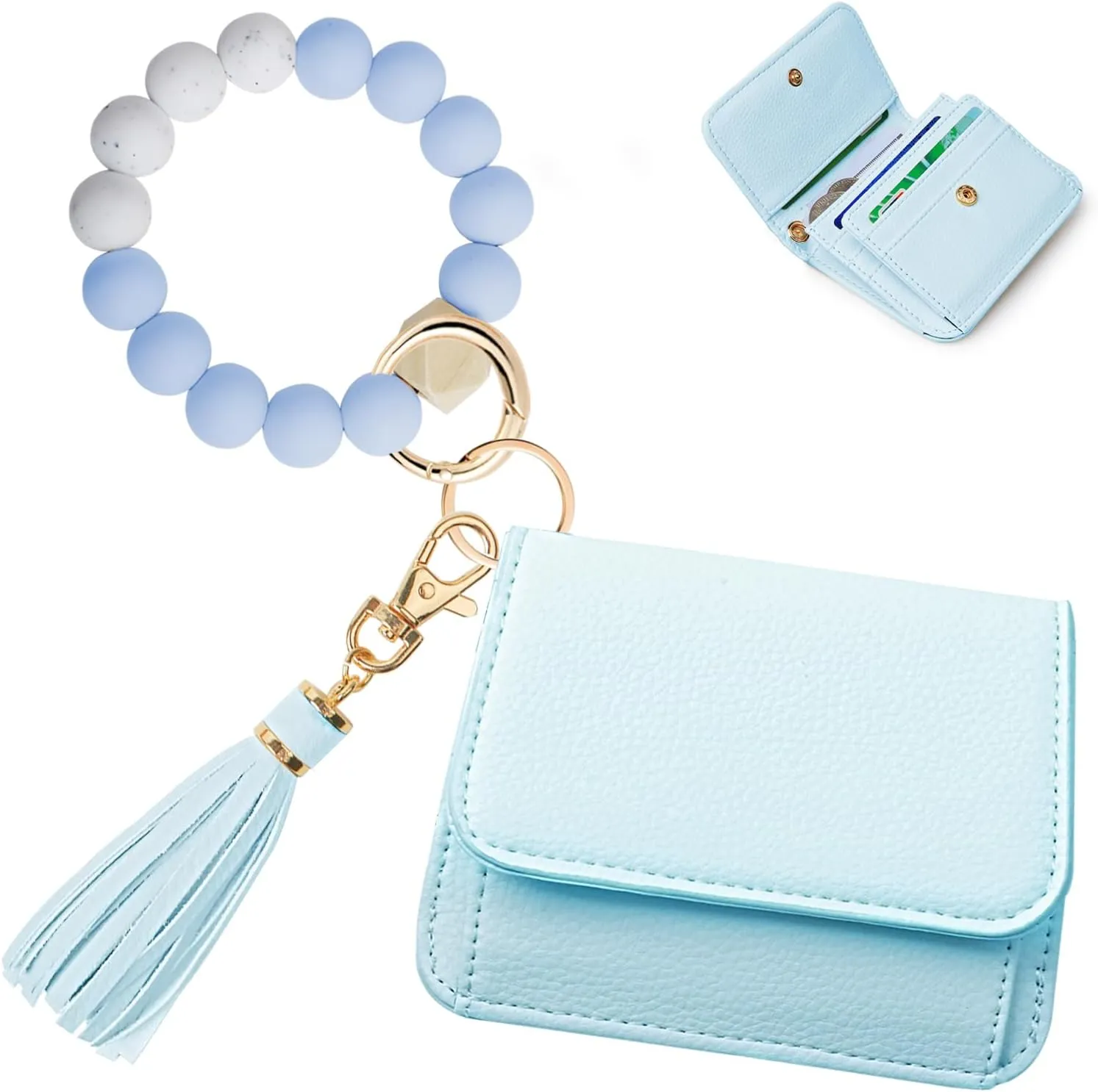 Keychain Wallet RFID Wristlet Wallets for Women,Small Wallets Woman Key Chain Wallet with Coin Pocket and Id Window