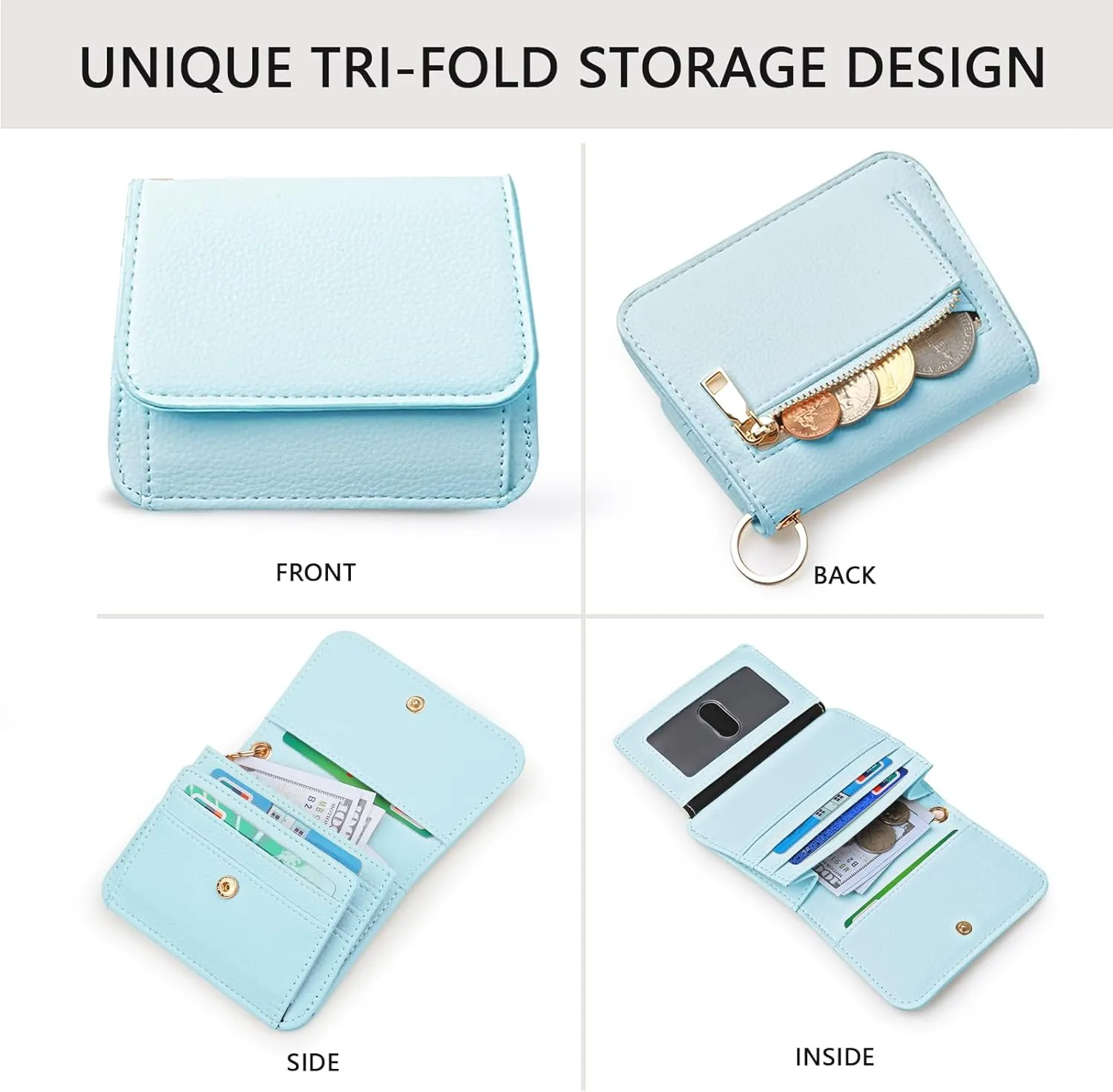 Keychain Wallet RFID Wristlet Wallets for Women,Small Wallets Woman Key Chain Wallet with Coin Pocket and Id Window