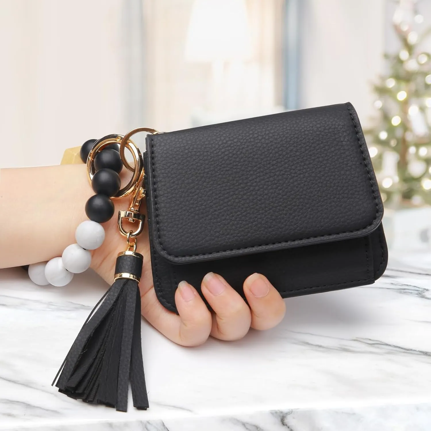Keychain Wallet RFID Wristlet Wallets for Women,Small Wallets Woman Key Chain Wallet with Coin Pocket and Id Window