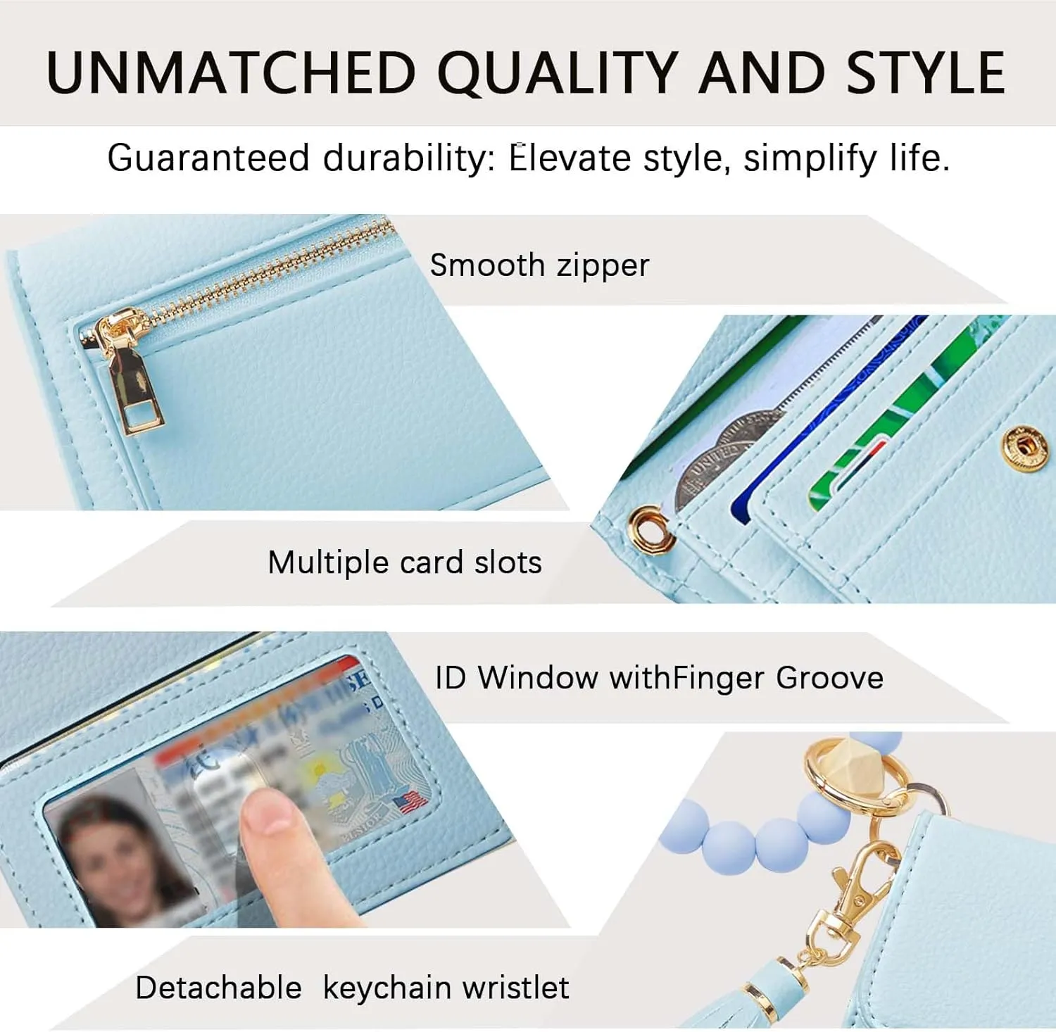 Keychain Wallet RFID Wristlet Wallets for Women,Small Wallets Woman Key Chain Wallet with Coin Pocket and Id Window