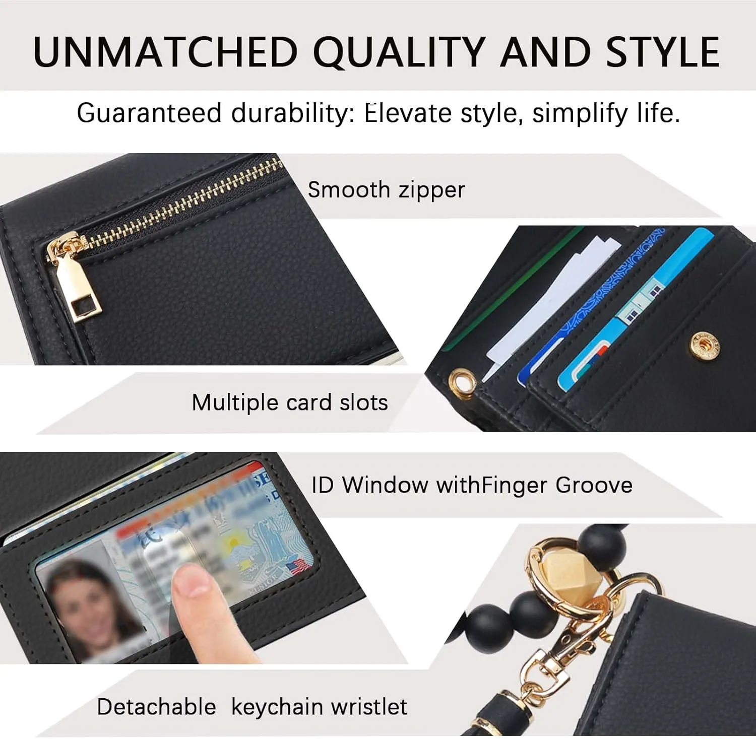Keychain Wallet RFID Wristlet Wallets for Women,Small Wallets Woman Key Chain Wallet with Coin Pocket and Id Window