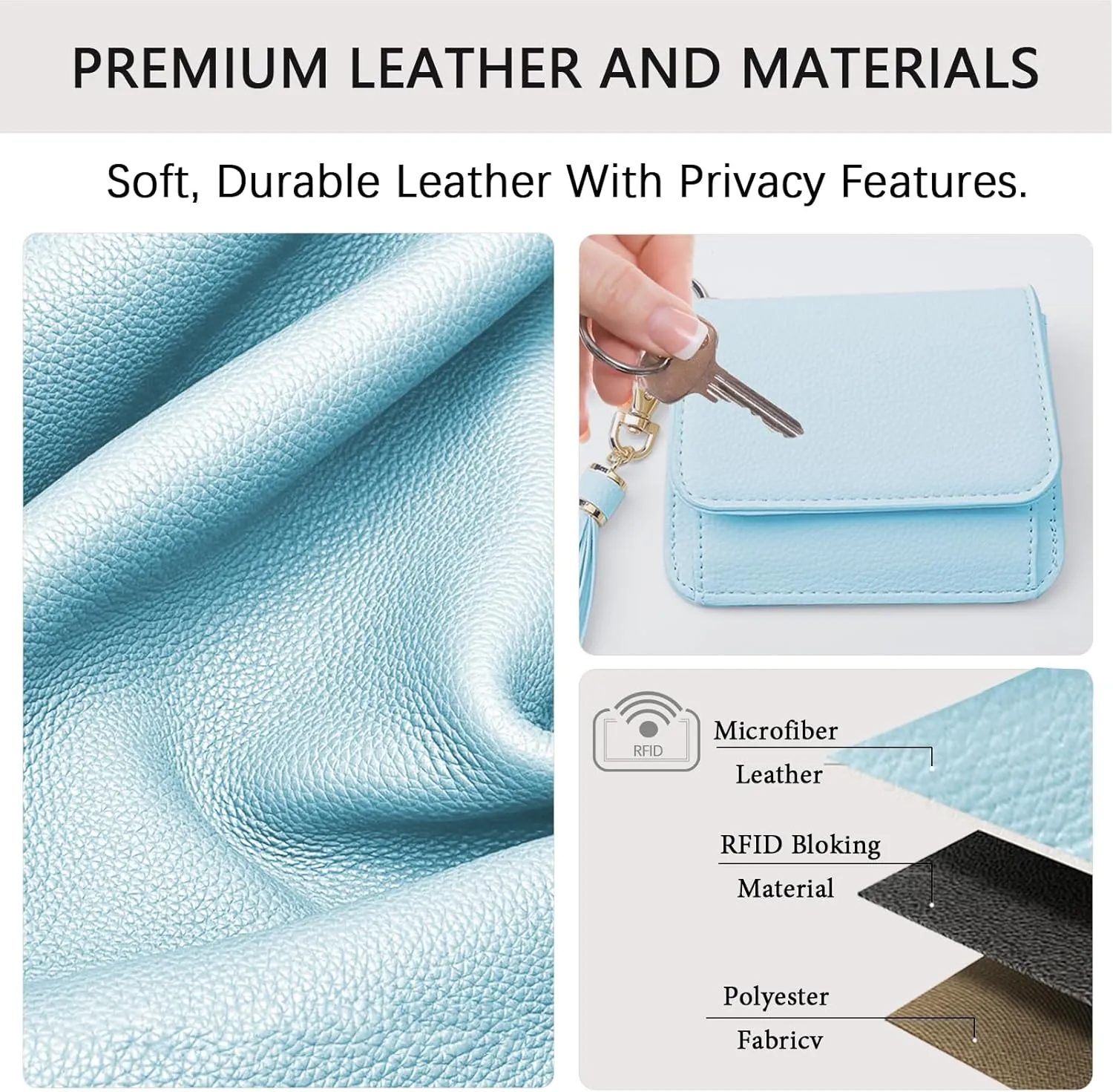 Keychain Wallet RFID Wristlet Wallets for Women,Small Wallets Woman Key Chain Wallet with Coin Pocket and Id Window