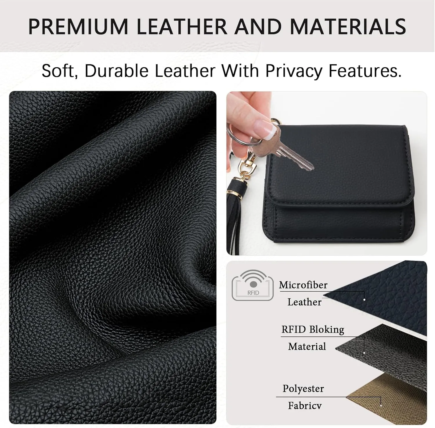 Keychain Wallet RFID Wristlet Wallets for Women,Small Wallets Woman Key Chain Wallet with Coin Pocket and Id Window
