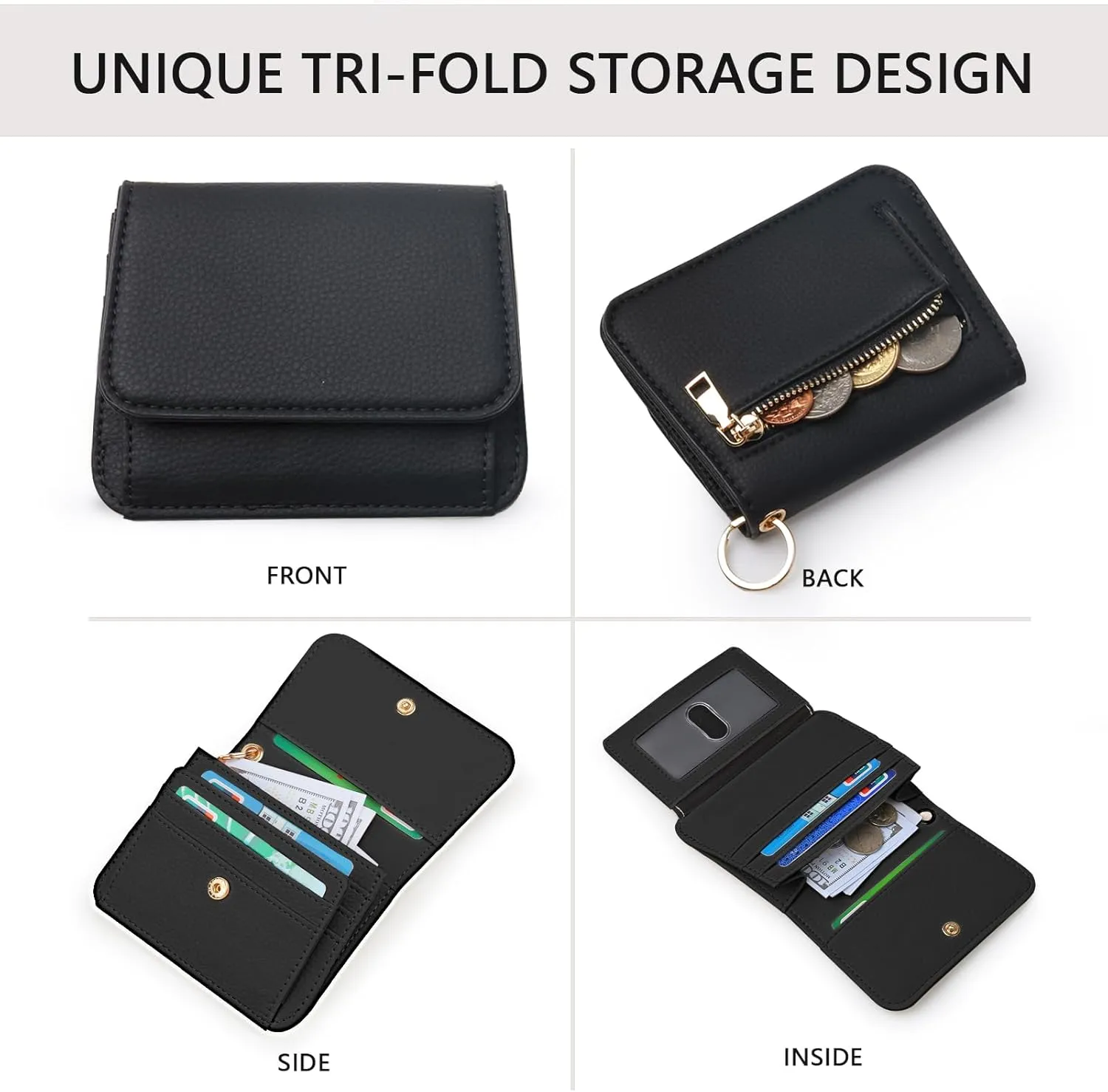 Keychain Wallet RFID Wristlet Wallets for Women,Small Wallets Woman Key Chain Wallet with Coin Pocket and Id Window