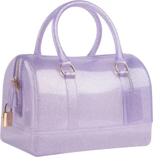 Ladies Summer Jelly Pillow-shaped Top Handle Handbag Candy Color Transparent Crystal Purse
