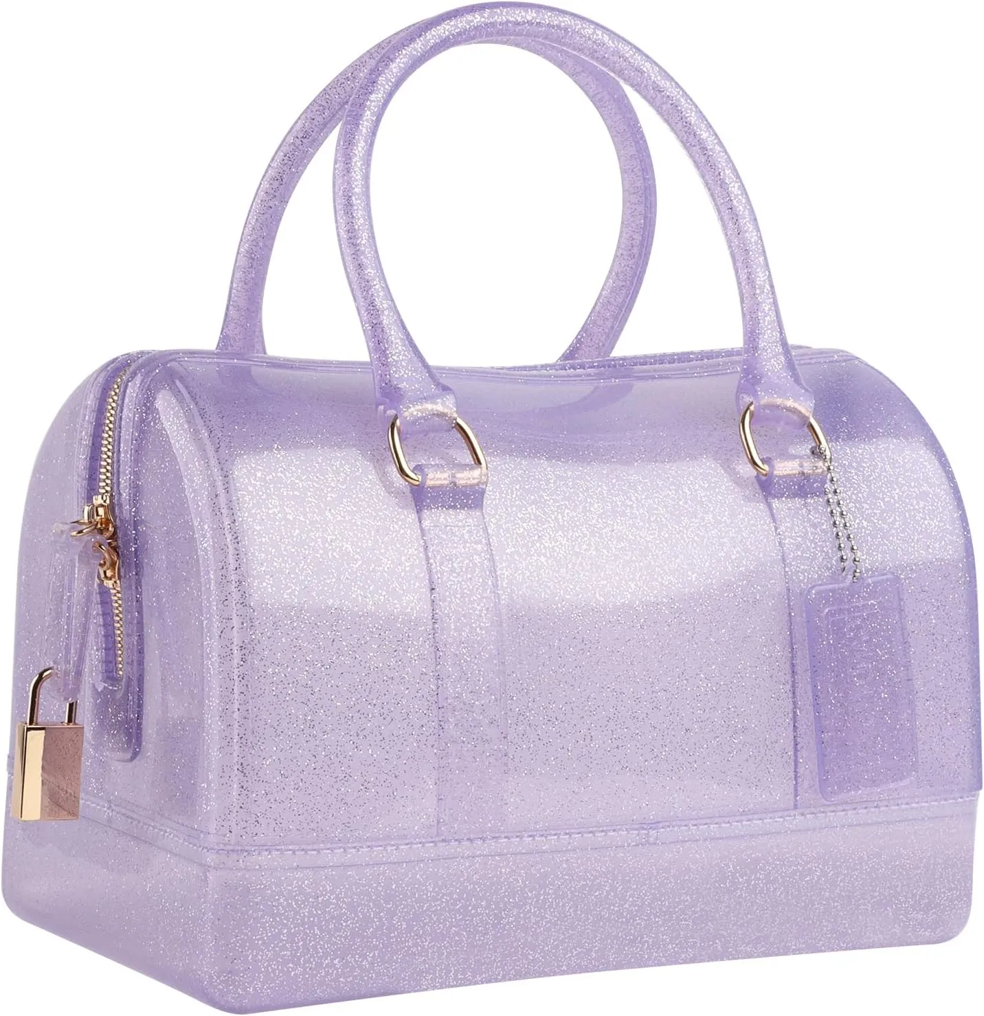 Ladies Summer Jelly Pillow-shaped Top Handle Handbag Candy Color Transparent Crystal Purse