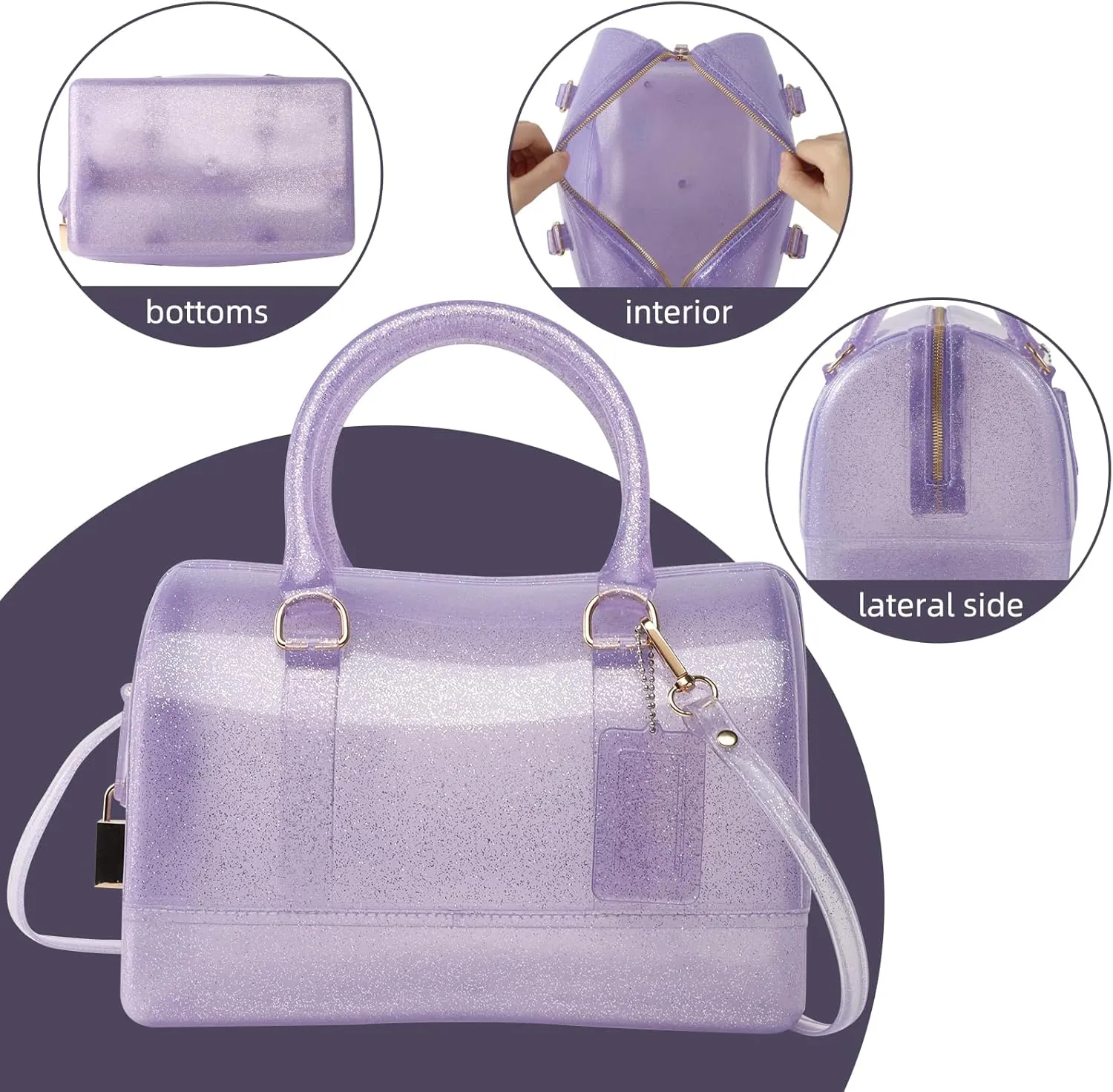 Ladies Summer Jelly Pillow-shaped Top Handle Handbag Candy Color Transparent Crystal Purse