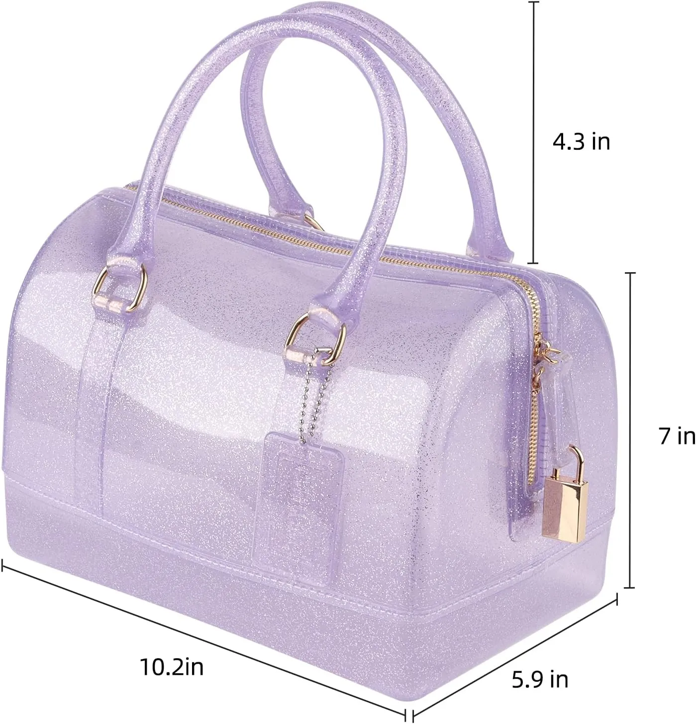 Ladies Summer Jelly Pillow-shaped Top Handle Handbag Candy Color Transparent Crystal Purse