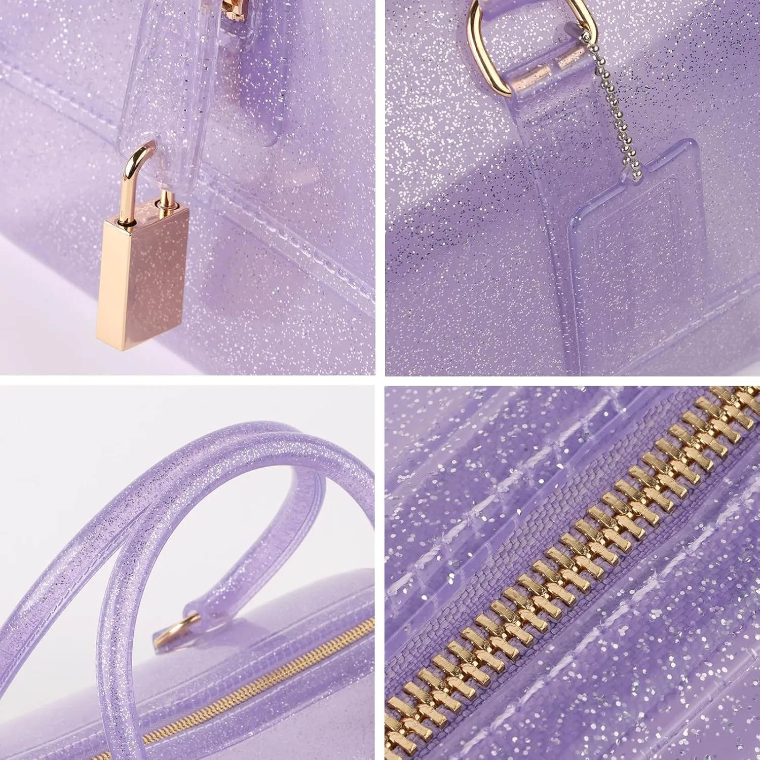 Ladies Summer Jelly Pillow-shaped Top Handle Handbag Candy Color Transparent Crystal Purse