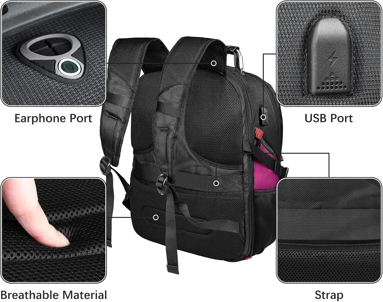 Large Travel Backpacks for Women, 17 Inch Laptop Backpack, Big Computer Backpack with Anti Theft Pockets, TSA Flight Approved Business Bag with USB Charging Port, Gifts for Her, Purple