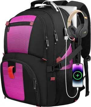Large Travel Backpacks for Women, 17 Inch Laptop Backpack, Big Computer Backpack with Anti Theft Pockets, TSA Flight Approved Business Bag with USB Charging Port, Gifts for Her, Purple
