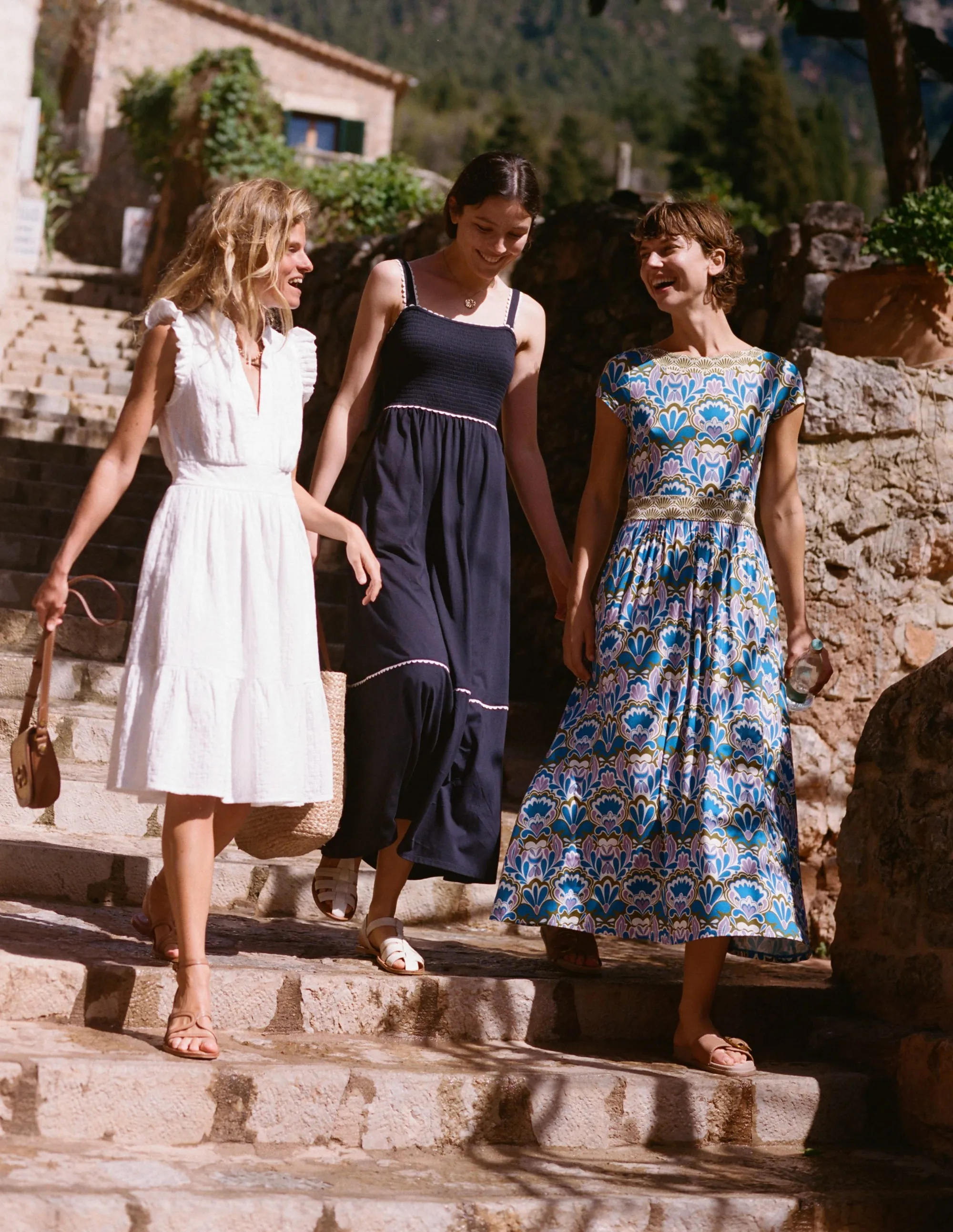 Melanie Jersey Midi Dress-Kingfisher Blue, Freesia Stamp