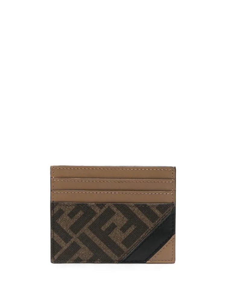 Men's Coated Canvas Card Holder in Beige | 7M0164AJF8 Color F1EGA