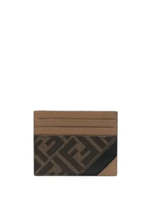Men's Coated Canvas Card Holder in Beige | 7M0164AJF8 Color F1EGA