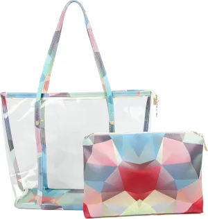 MICOM Clear Purse PVC Transparent Bag Work Handbags for Women Girls (Pink)