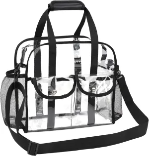 MOFASVIGI Clear Bag Stadium Approved Transparent Waterproof Clear Tote Bags for Work, Sports Games, Concerts,Travel-12 x12 x6