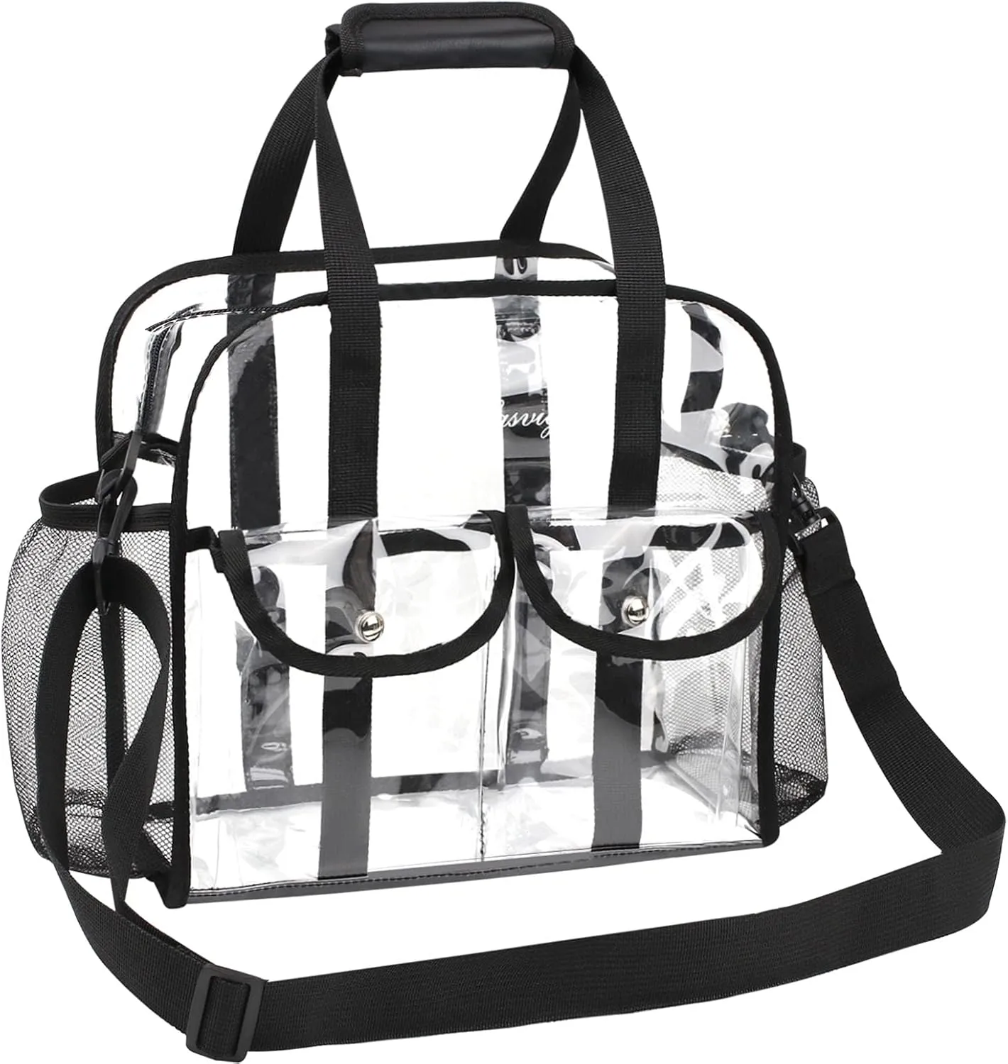 MOFASVIGI Clear Bag Stadium Approved Transparent Waterproof Clear Tote Bags for Work, Sports Games, Concerts,Travel-12 x12 x6