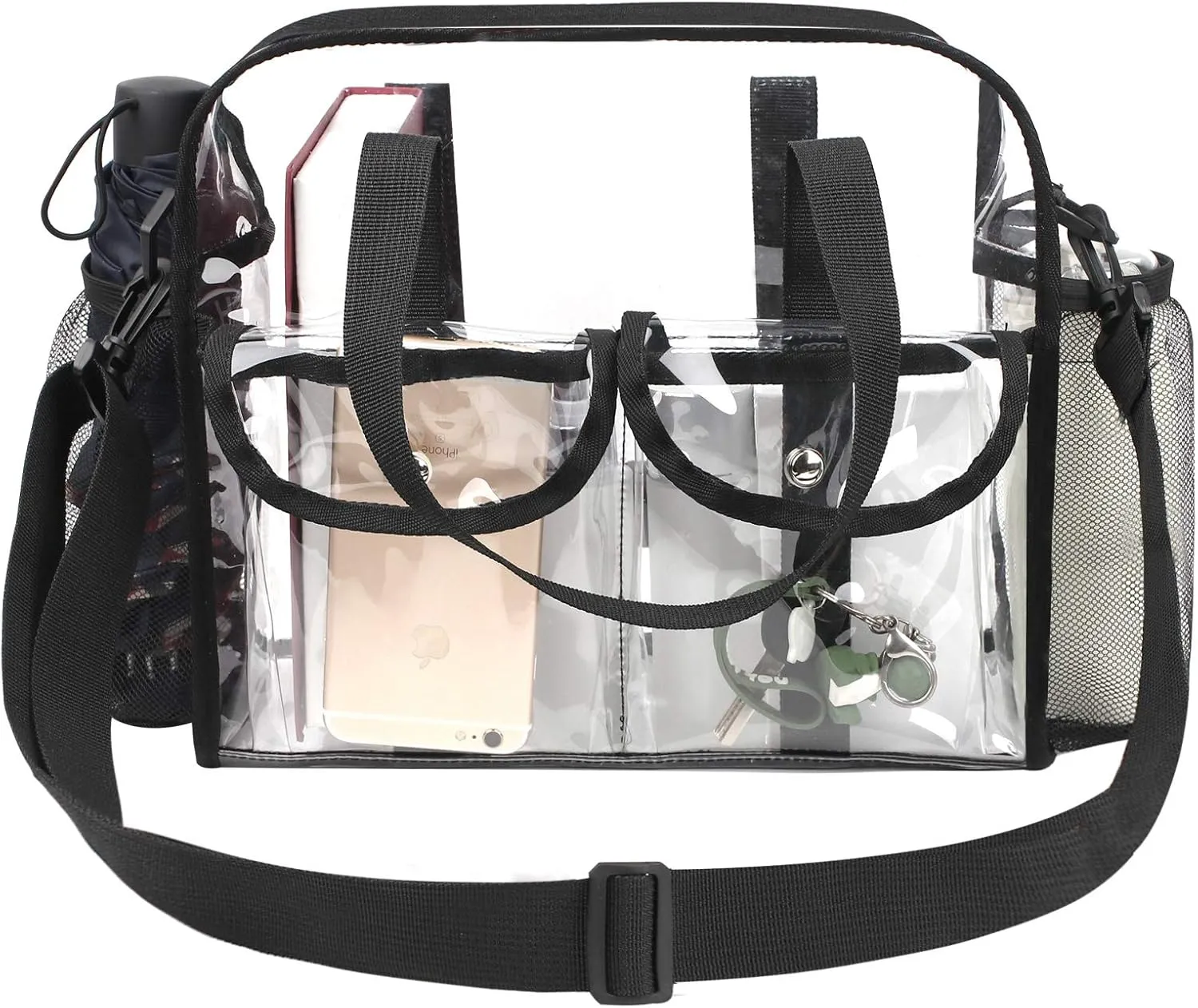 MOFASVIGI Clear Bag Stadium Approved Transparent Waterproof Clear Tote Bags for Work, Sports Games, Concerts,Travel-12 x12 x6