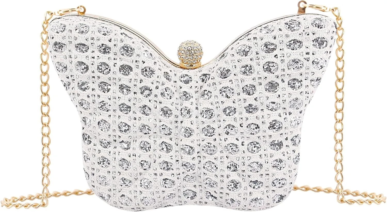 Naimo Womens Butterfly Clutch Bag Glitter Evening Bag Mini Handbag Sparkly Shoulder Chain Purse