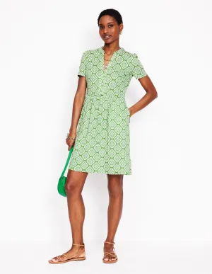 Naomi Short Sleeve Dress-Paradise Green, Botanic Blush