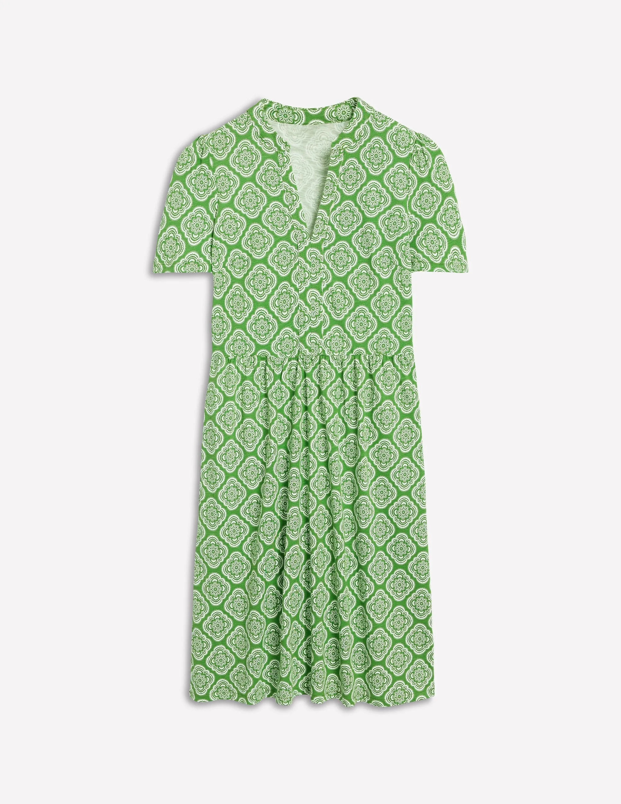 Naomi Short Sleeve Dress-Paradise Green, Botanic Blush