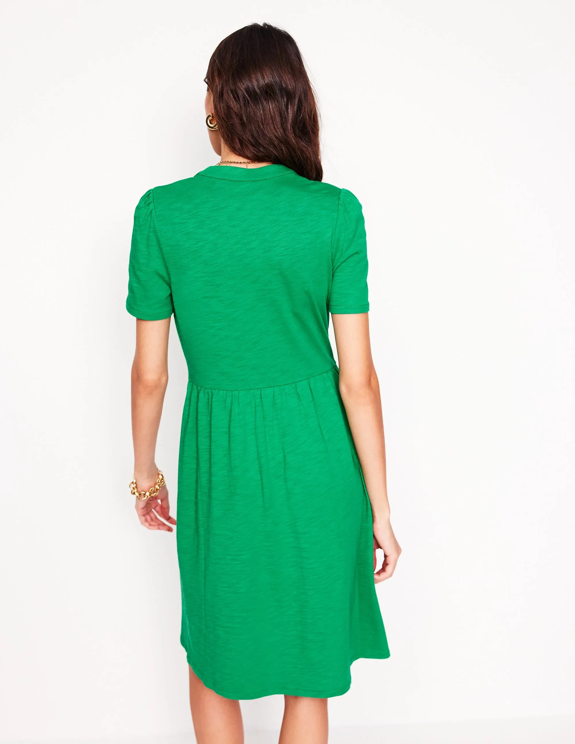 Naomi Short Sleeve Dress-Teal Stamp
