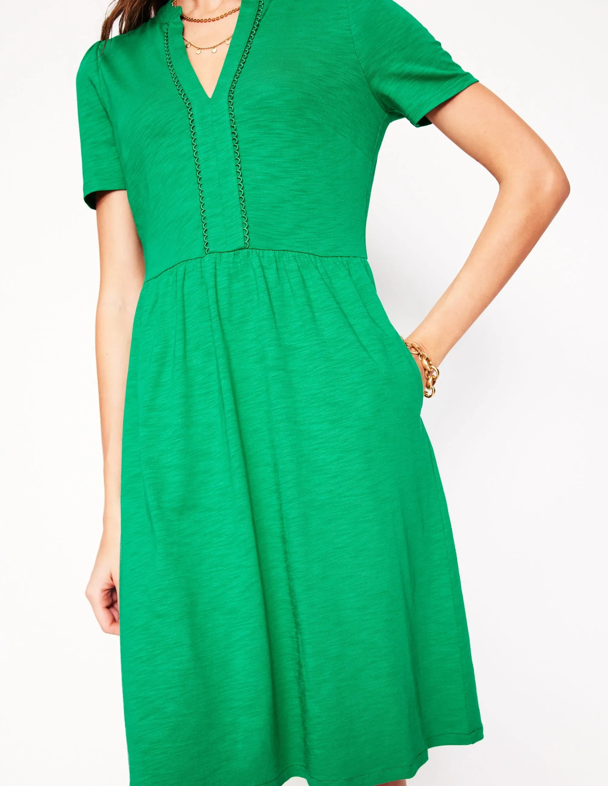 Naomi Short Sleeve Dress-Teal Stamp